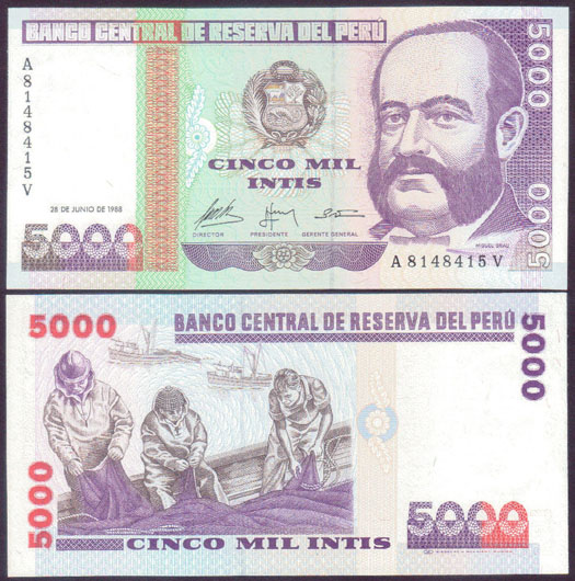 1988 Peru 5,000 Intis (Unc) L000236